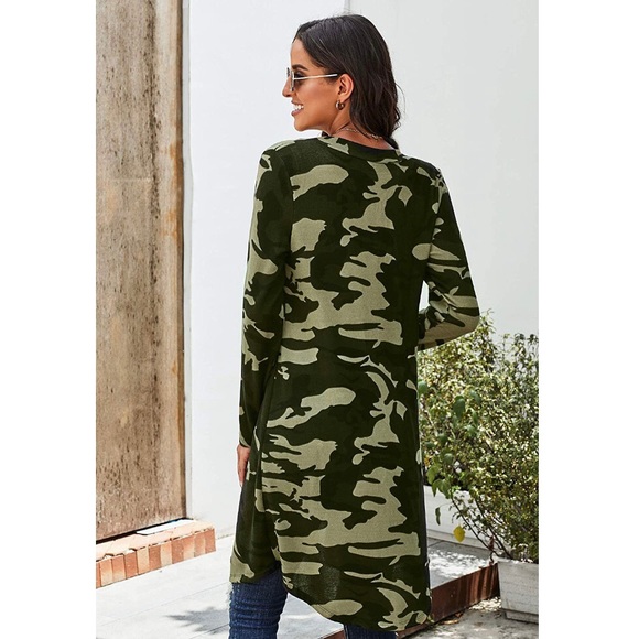 NWT Long Sleeve Camo Print Open Front Cardigan - Picture 6 of 7